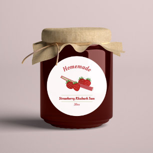 Strawberry Rhubarb Jam Label Sticker