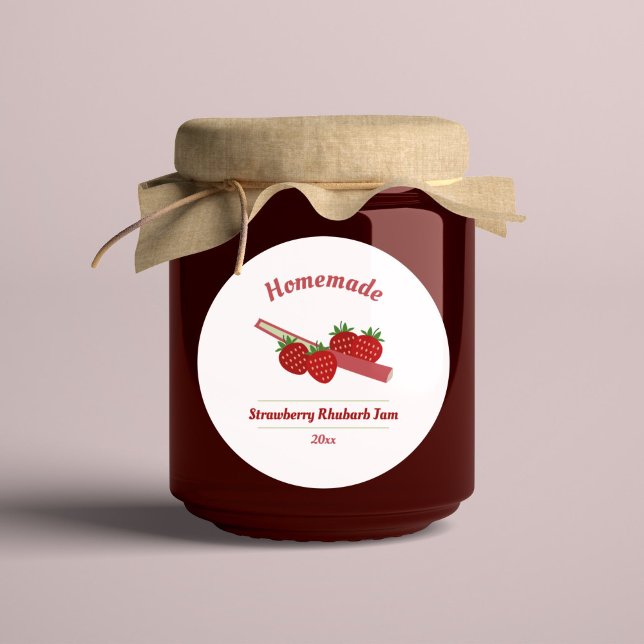 Strawberry Rhubarb Jam Label Sticker (Strawberry Rhubarb Jam Label Sticker)