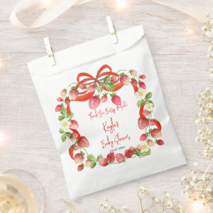 Strawberry ribbon bow coquette baby shower favours favour bags