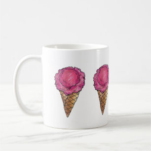 Strawberry Scoop Pink Ice Cream Waffle Cone Foodie Coffee Mug