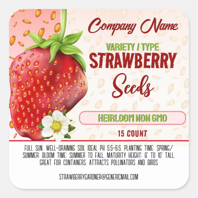 Strawberry Seeds Farmers Label (Front)