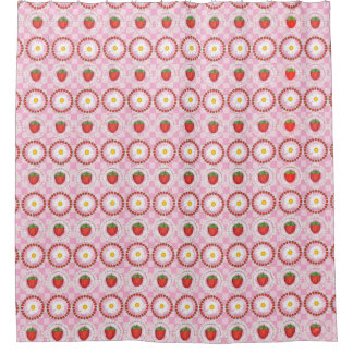 Strawberry Serenade Pink Shower Curtain