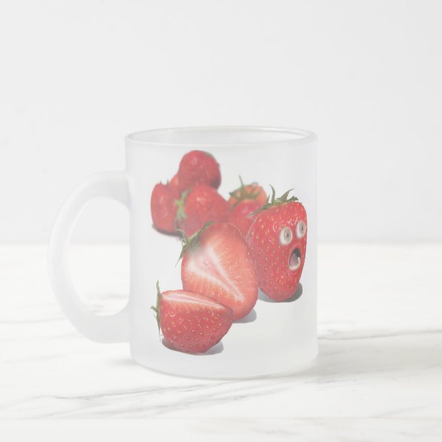 Strawberry Shock Frosted Glass Coffee Mug (Left)