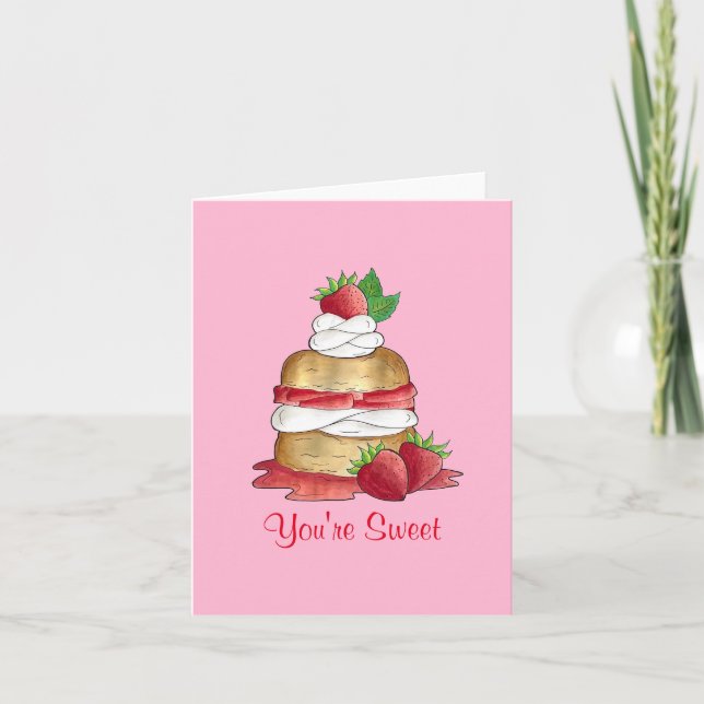 Strawberry Short Cake Shortcake Pink You're Sweet Thank You Card (Front)