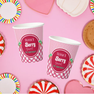 Strawberry Shortcake 1st Birthday Girl Party Paper Cups