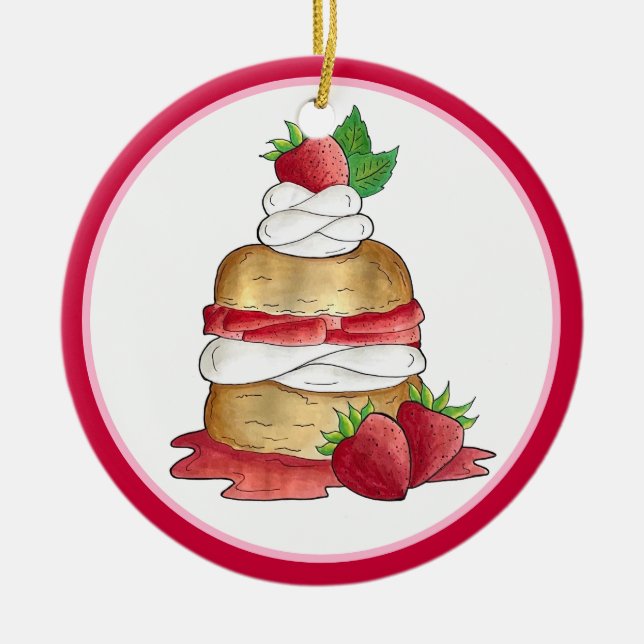 Strawberry Shortcake Cake Dessert Strawberries Ceramic Tree Decoration (Front)