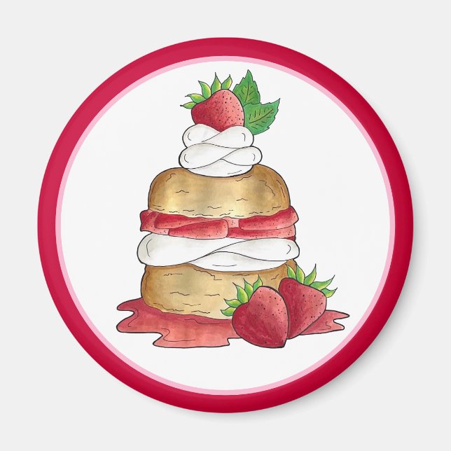 Strawberry Shortcake Cake Dessert Strawberries Magnet (Front)