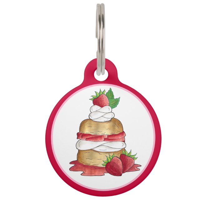 Strawberry Shortcake Cake Dessert Strawberries Pet Tag (Front)