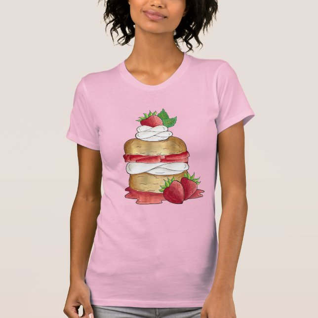 Strawberry Shortcake Cake Dessert Strawberries T-Shirt (Front)