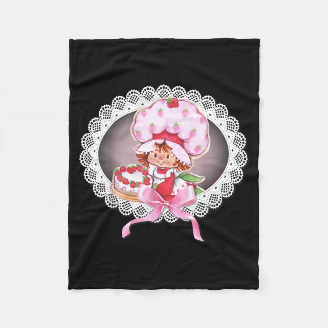 Strawberry Shortcake Character with Cake and Pink Fleece Blanket (Front)