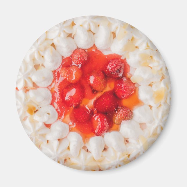 Strawberry shortcake dessert red white magnet (Front)