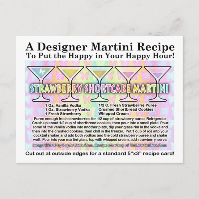 Strawberry Shortcake Martini Recipe Postcard (Front)