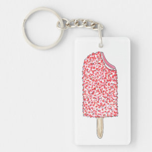 Strawberry Shortcake Popsicle Pink Ice Cream Pop Key Ring