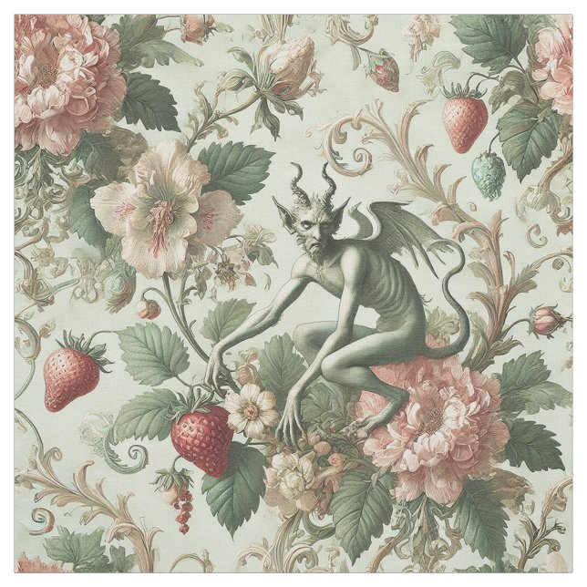 Strawberry Sins – Gothic Statement Tile Fabric (Swatch)