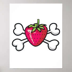 strawberry Skull and Crossbones Poster