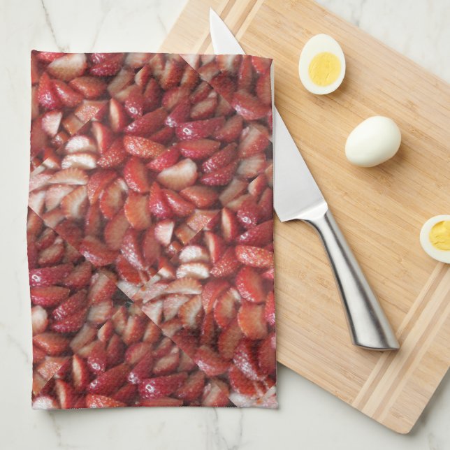 Strawberry Slices, Healthy Food Snack, Red Fruit Tea Towel (Quarter Fold)