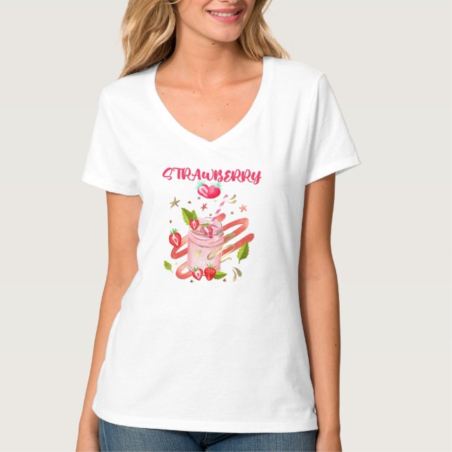 Strawberry Smoothie Vibes T-Shirt (Front)