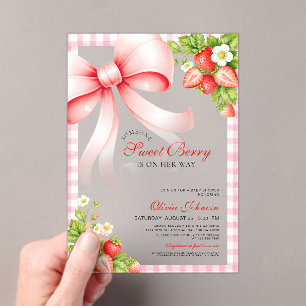 Strawberry Someone Sweet Berry Baby Shower Acrylic Invitations