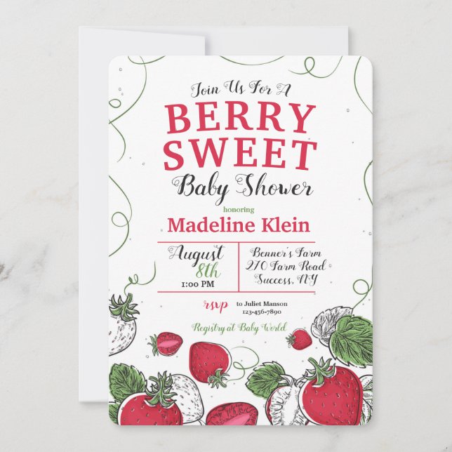 Strawberry Splash Baby Shower Invitation (Front)