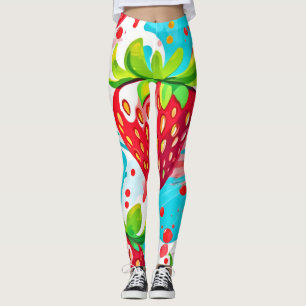Strawberry Splash Pattern Leggings