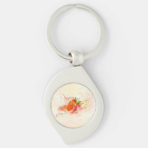 Strawberry Splash! Watercolor Key Ring