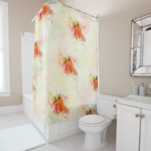 Strawberry Splash! Watercolor Shower Curtain