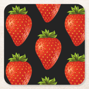 Strawberry Square Paper Coaster