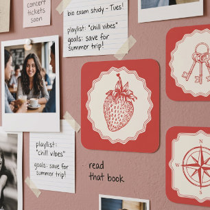 Strawberry Square Sticker