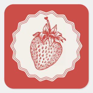 Strawberry Square Sticker