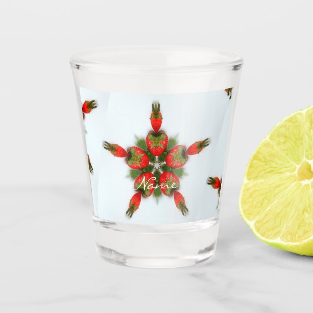 Strawberry Star Abstract Design Thunder_Cove Shot Glass (Front)