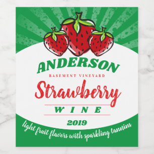 Strawberry strawberries homemade wine personalised label