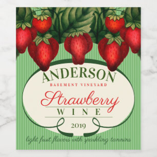 Strawberry strawberries homemade wine personalised label