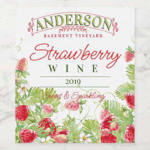 Strawberry strawberries homemade wine personalized label