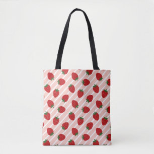 Strawberry Stripe Delight Tote Bag