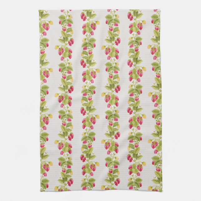 Strawberry Stripes Kitchen Towel - Light (Vertical)