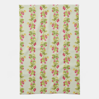 Strawberry Stripes Kitchen Towel - Light Green
