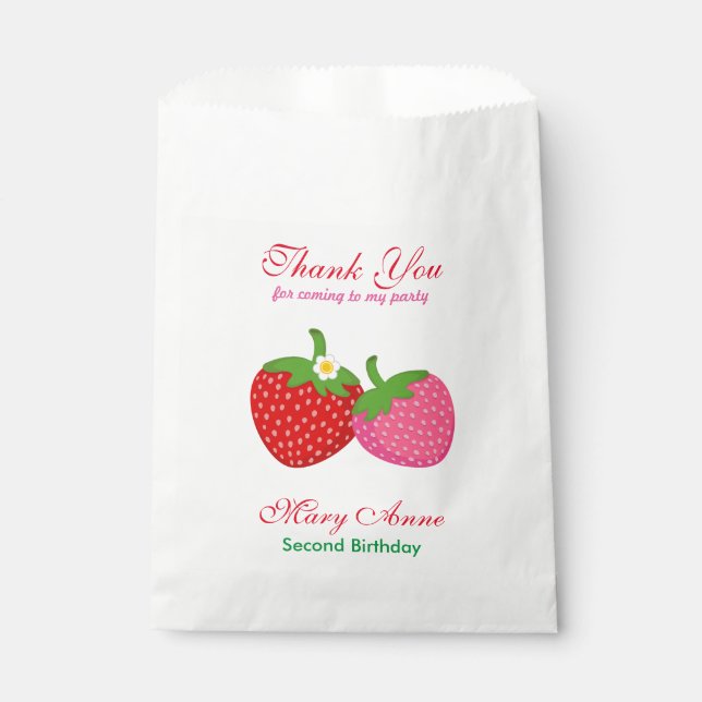 Strawberry Summer Birthday Baby Shower Favour Bags (Front)