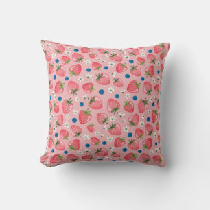 Strawberry summer, cartoon girly background. cushion
