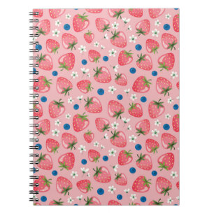 Strawberry summer, cartoon girly background. notebook