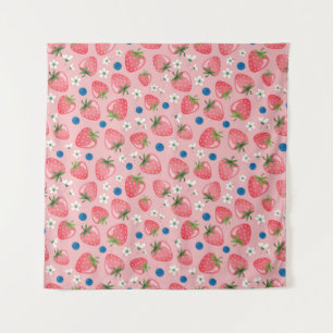 Strawberry summer, cartoon girly background. tapestry