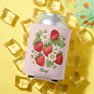 Strawberry summer fruit customised name can cooler