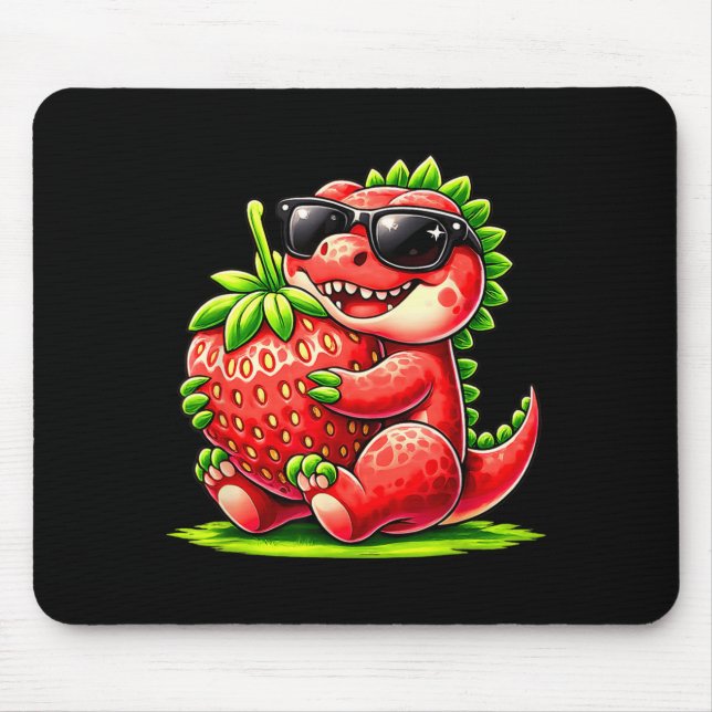 Strawberry Summer Fruit Lover Dinosaur T Rex Mouse Pad (Front)