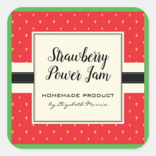 Strawberry summer fruit pattern homemade jam label