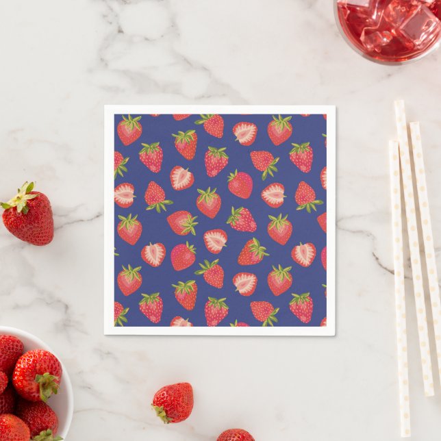 Strawberry Summer Fruit Pattern Napkin (Insitu)