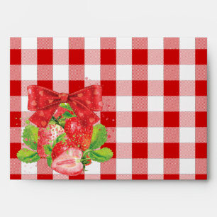 Strawberry Summer Plaid Red Envelope