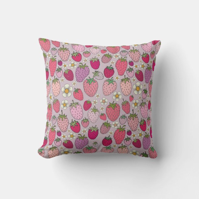 Strawberry Summer Seamless Pattern Cushion (Front)