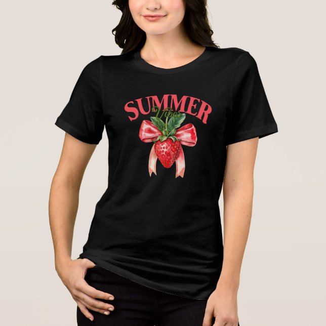 Strawberry Summer Vibes  Tri-Blend Shirt (Front)