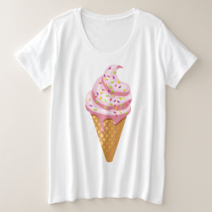 Strawberry sundae in waffle cone with topping plus size T-Shirt