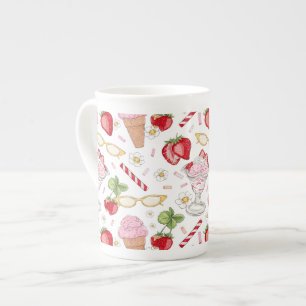 Strawberry Sundae Pattern Bone China Mug
