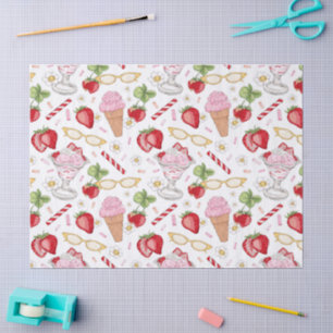 Strawberry Sundae Pattern Tissue Paper